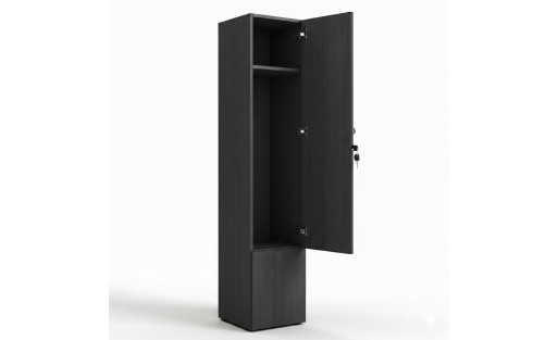 Single-door cabinet with space for a bench