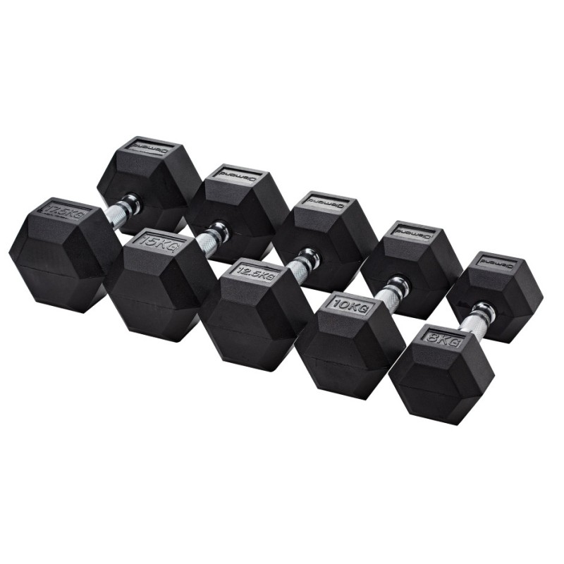 Rubber Hex Dumbbell Pair Set from 1 to 40 kg