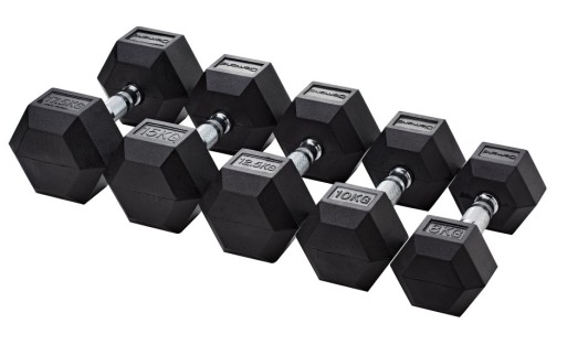 Rubber Hex Dumbbell Pair Set from 1 to 40 kg