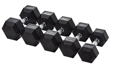 Rubber Hex Dumbbell Pair Set from 1 to 30 kg